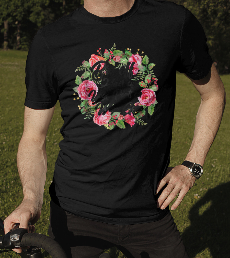 Bra Off Hair Up Yoga Pants On Wine Gone Mom Mother Floral T-Shirt