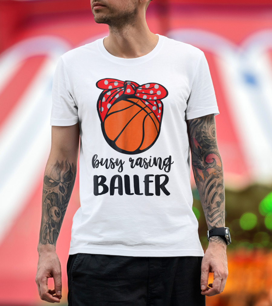 Busy Raising Baller Basketball Bandana Bow T-Shirt