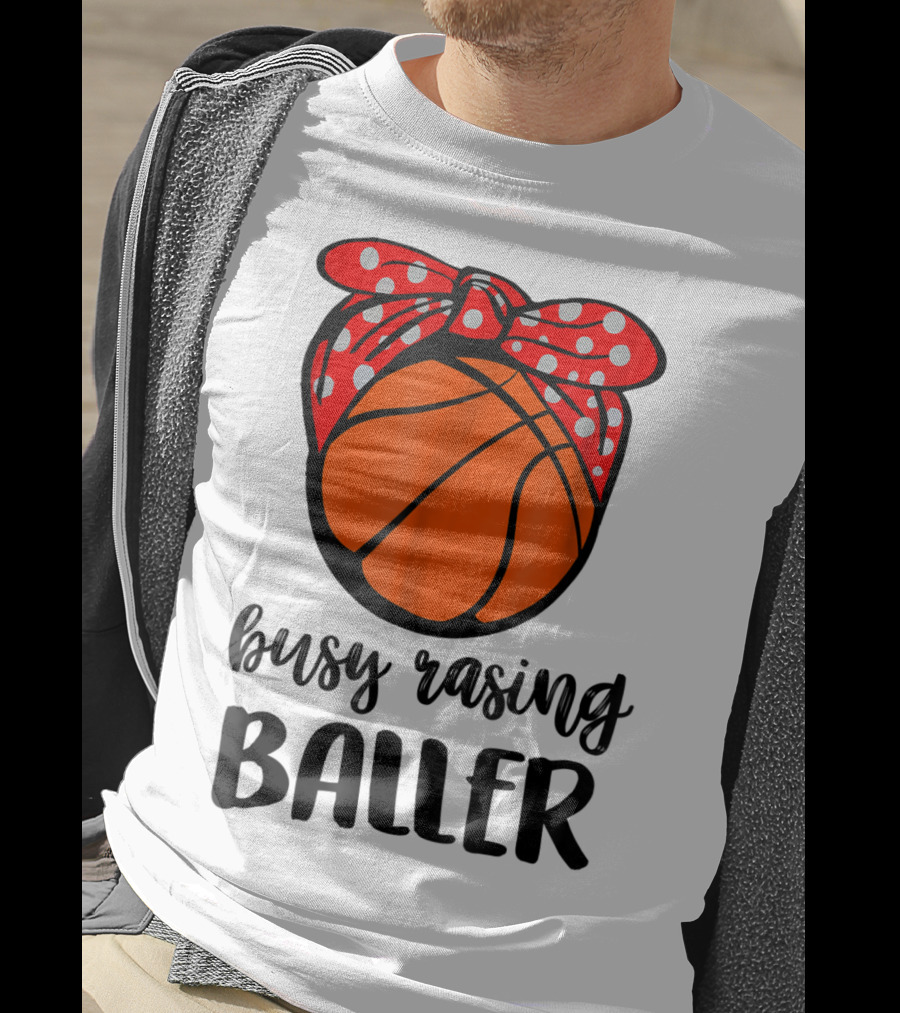 Busy Raising Baller Basketball Bandana Bow T-Shirt