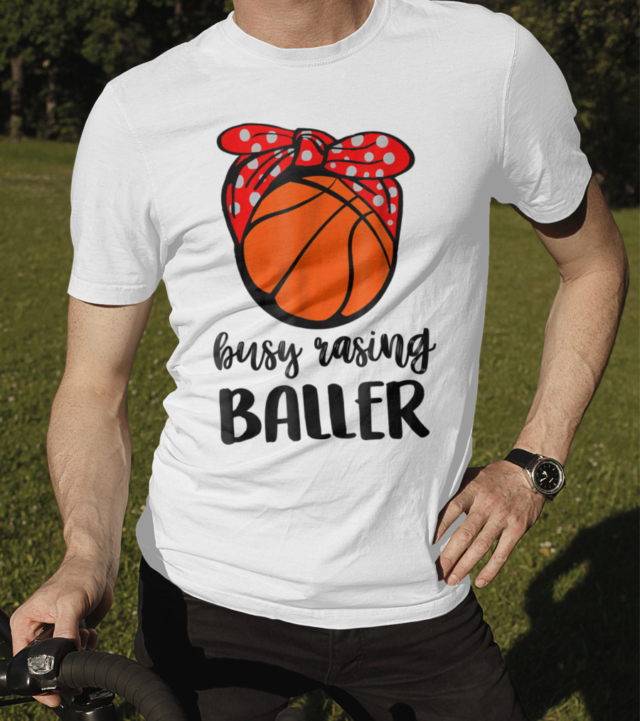 Busy Raising Baller Basketball Bandana Bow T-Shirt