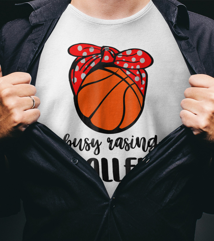 Busy Raising Baller Basketball Bandana Bow T-Shirt