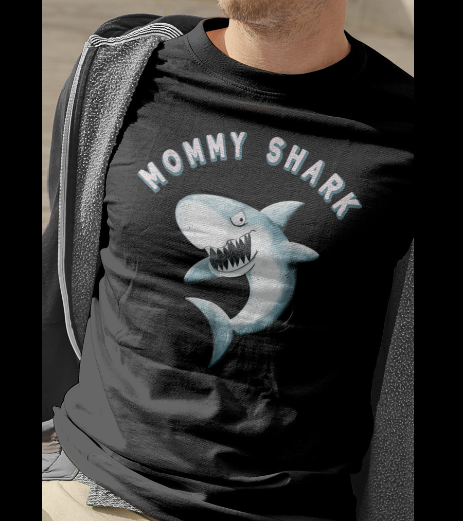 Mommy Shark I Shark Print Baby Shark T-Shirt