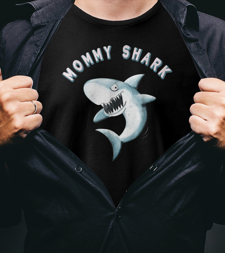 Mommy Shark I Shark Print Baby Shark T-Shirt