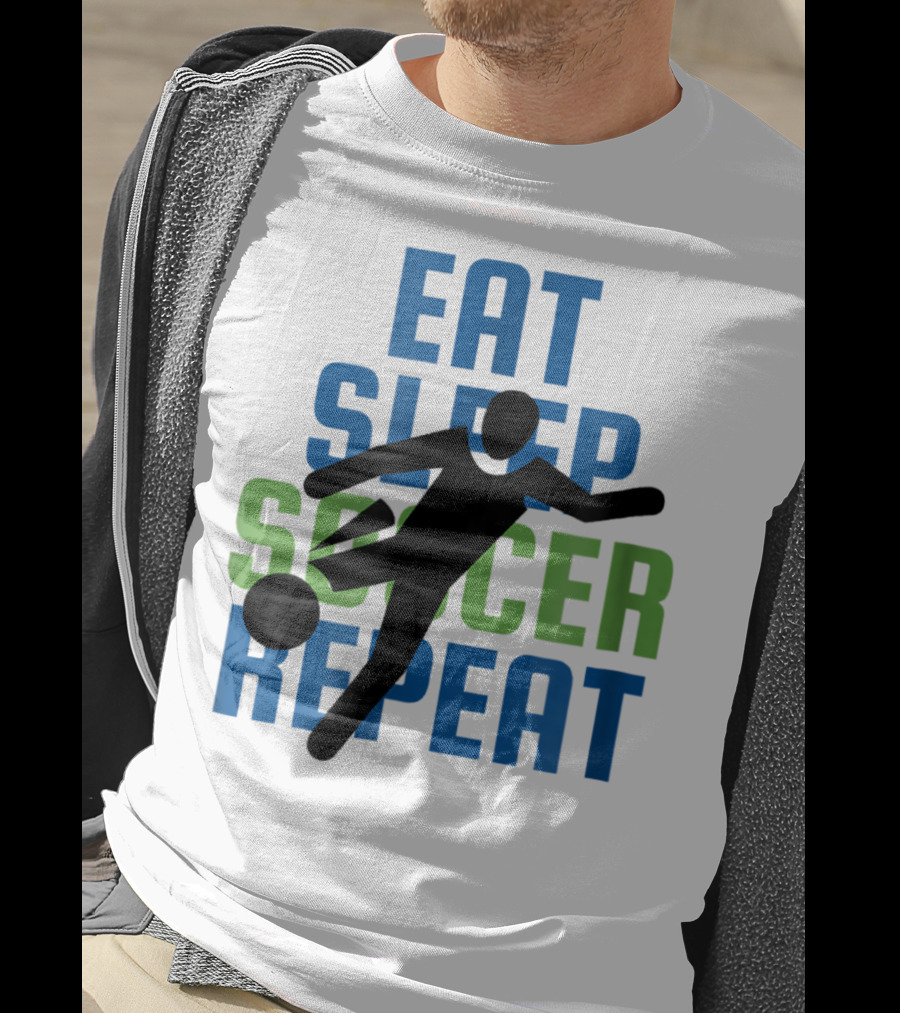 Eat Sleep Soccer Repeat Mom Girl Boy Kids Youth Soccer Player T-Shirt