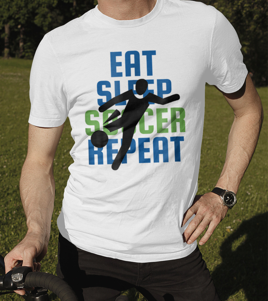 Eat Sleep Soccer Repeat Mom Girl Boy Kids Youth Soccer Player T-Shirt