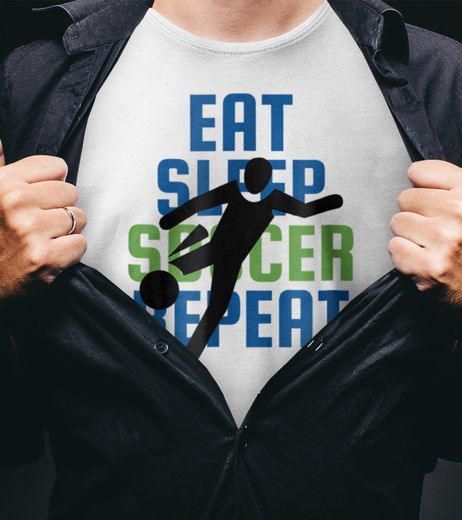 Eat Sleep Soccer Repeat Mom Girl Boy Kids Youth Soccer Player T-Shirt