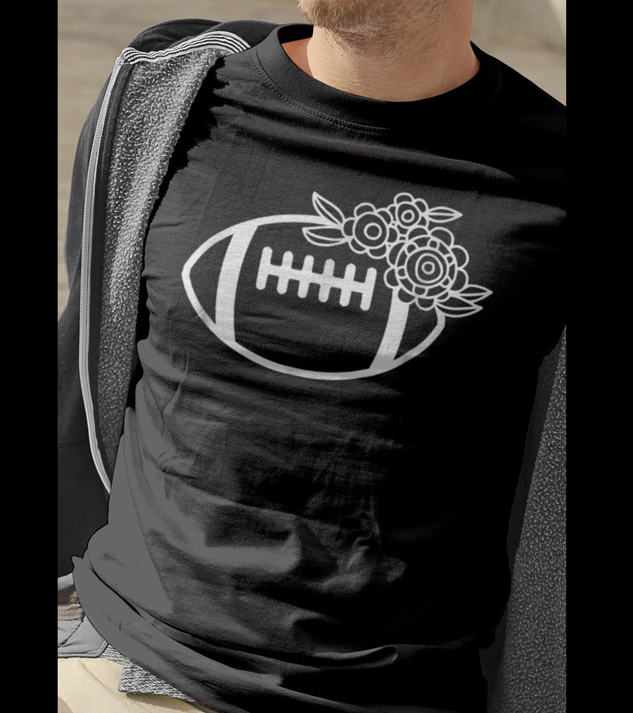 Fall Floral Football With Flowers T-Shirt
