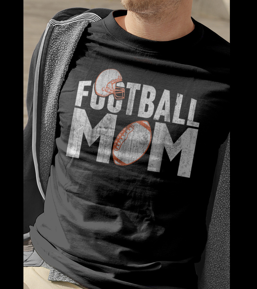 Football Mom Helmet And Ball Fan T-Shirt