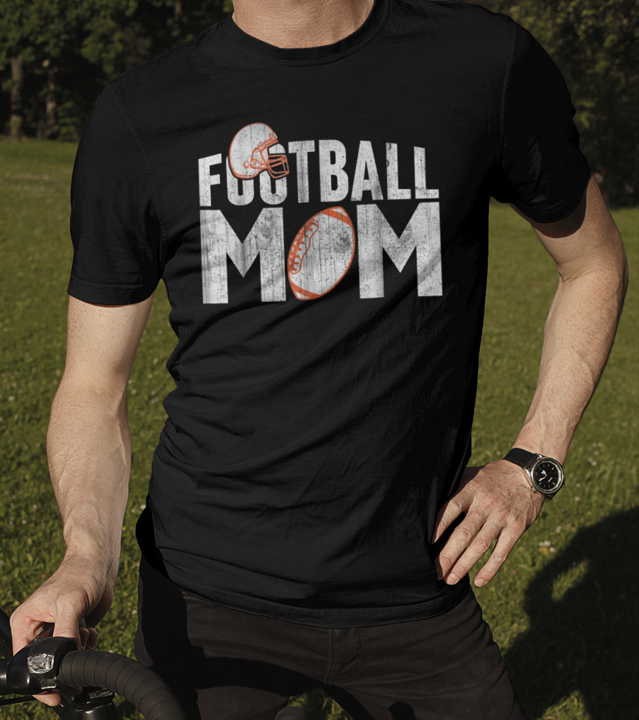 Football Mom Helmet And Ball Fan T-Shirt