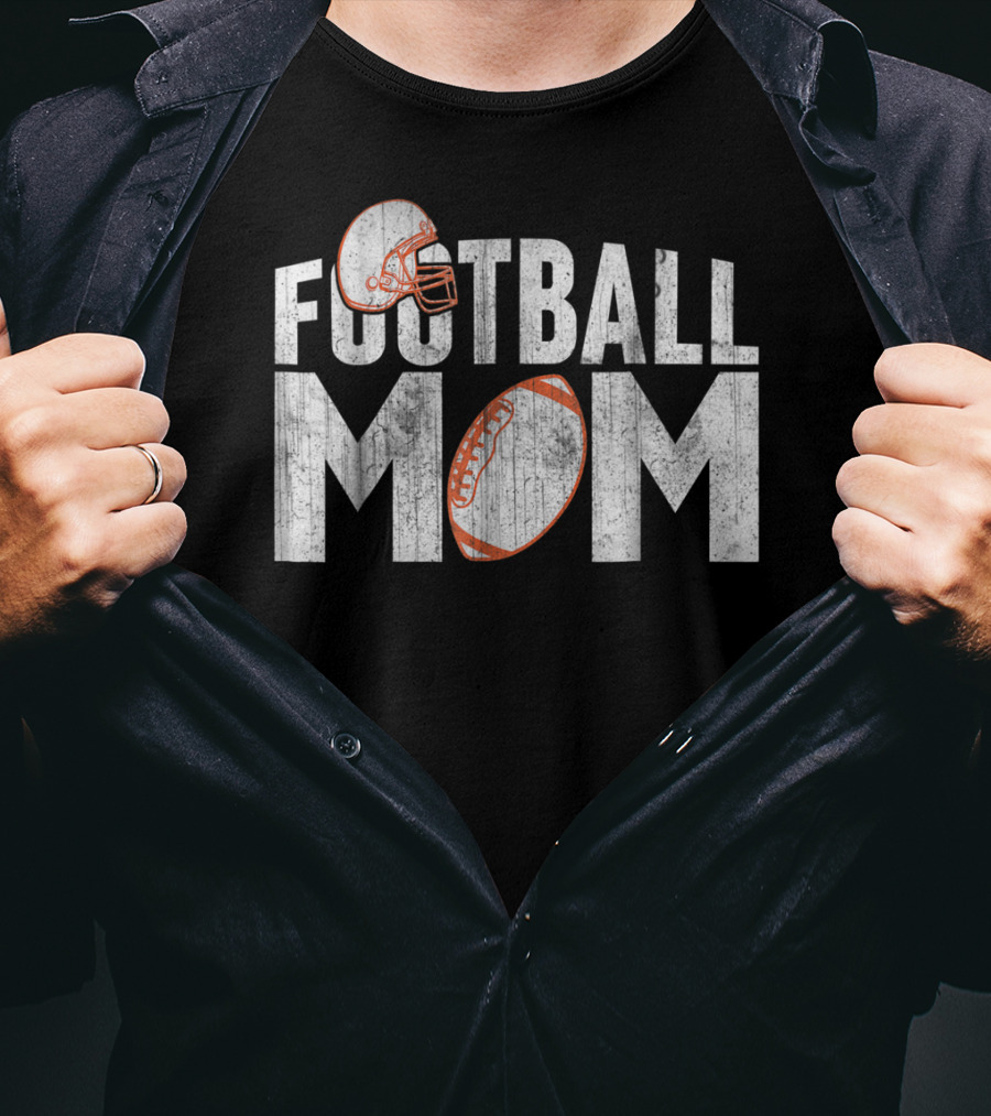 Football Mom Helmet And Ball Fan T-Shirt