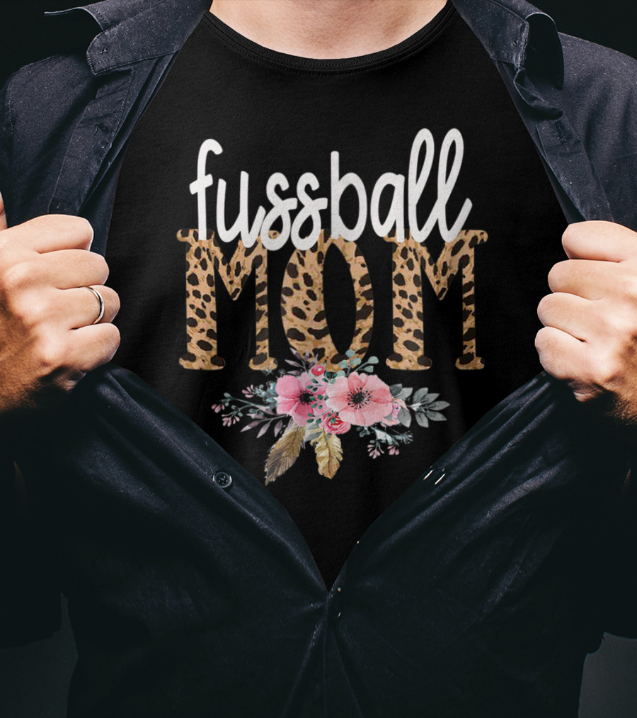 Fussball Mom Leopard Print Floral T-Shirt