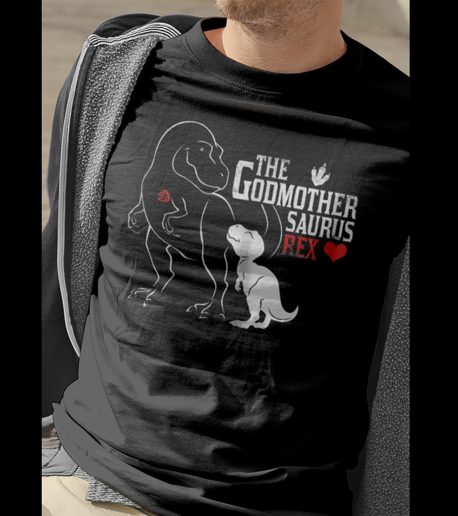 The Godmother Saurus Rex Mama Saurus Dinosaur Heart T-Shirt