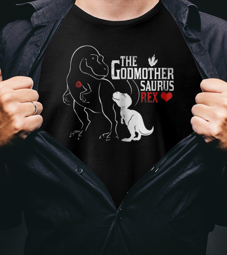 The Godmother Saurus Rex Mama Saurus Dinosaur Heart T-Shirt