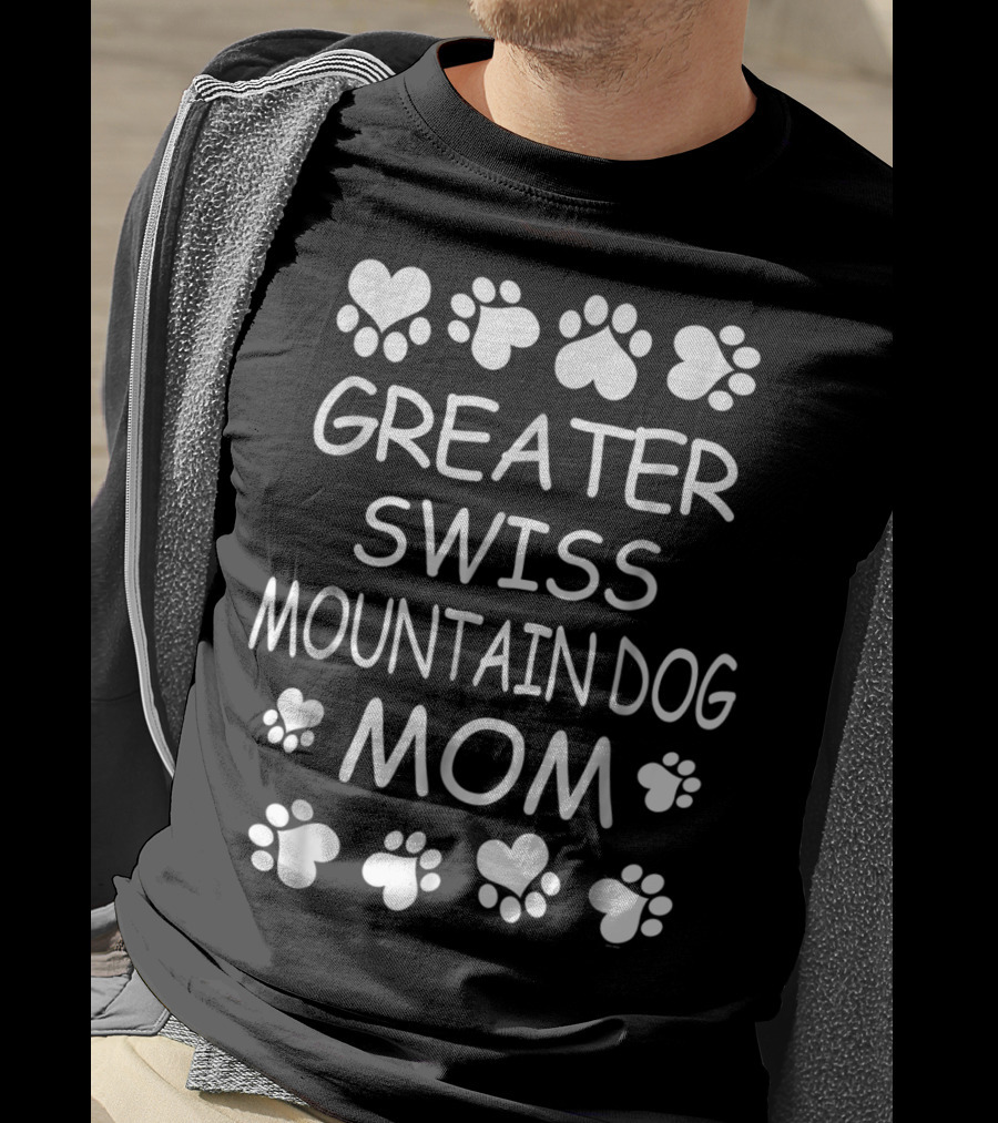 Greater Swiss Mountain Dog Mom Paw Print Heart T-Shirt