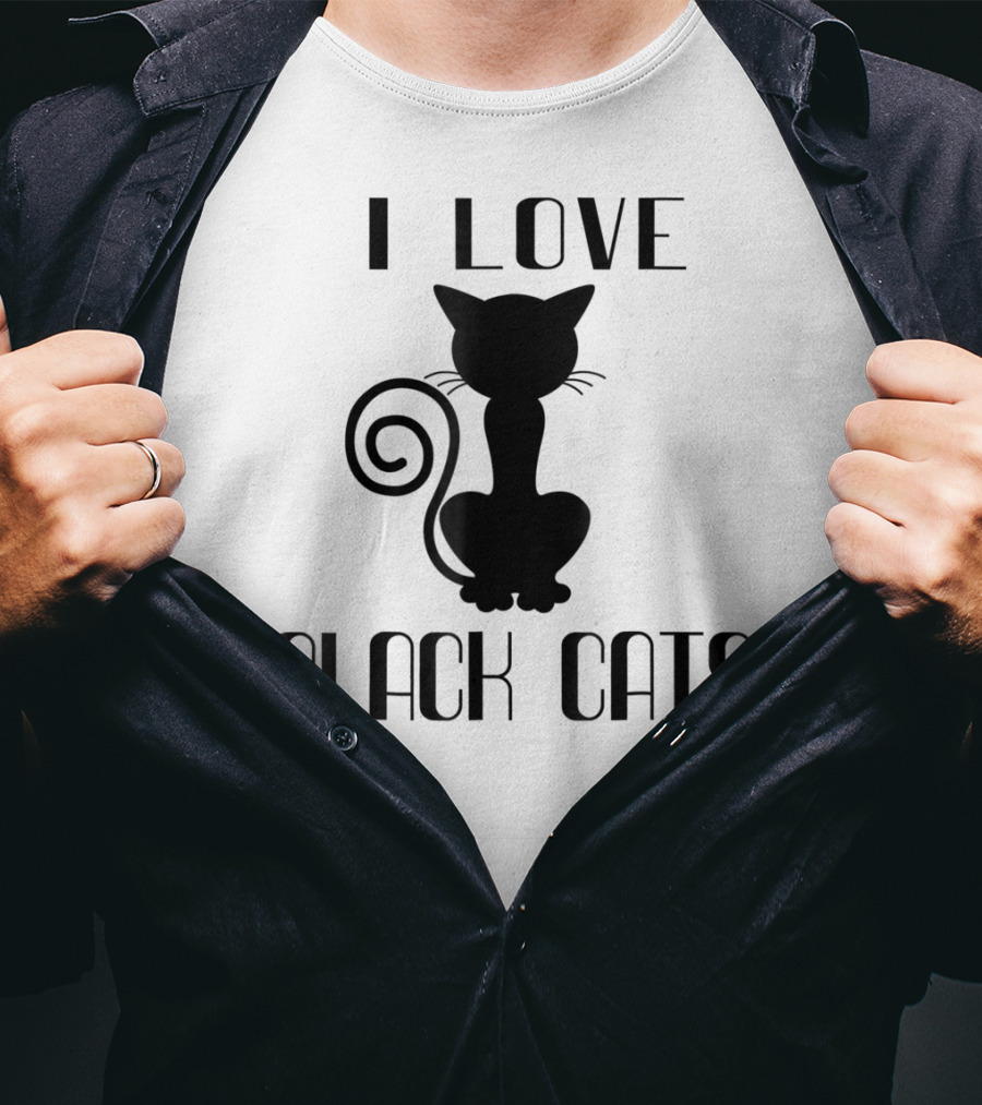 I Love Black Cats Cat Mom Witch T-Shirt