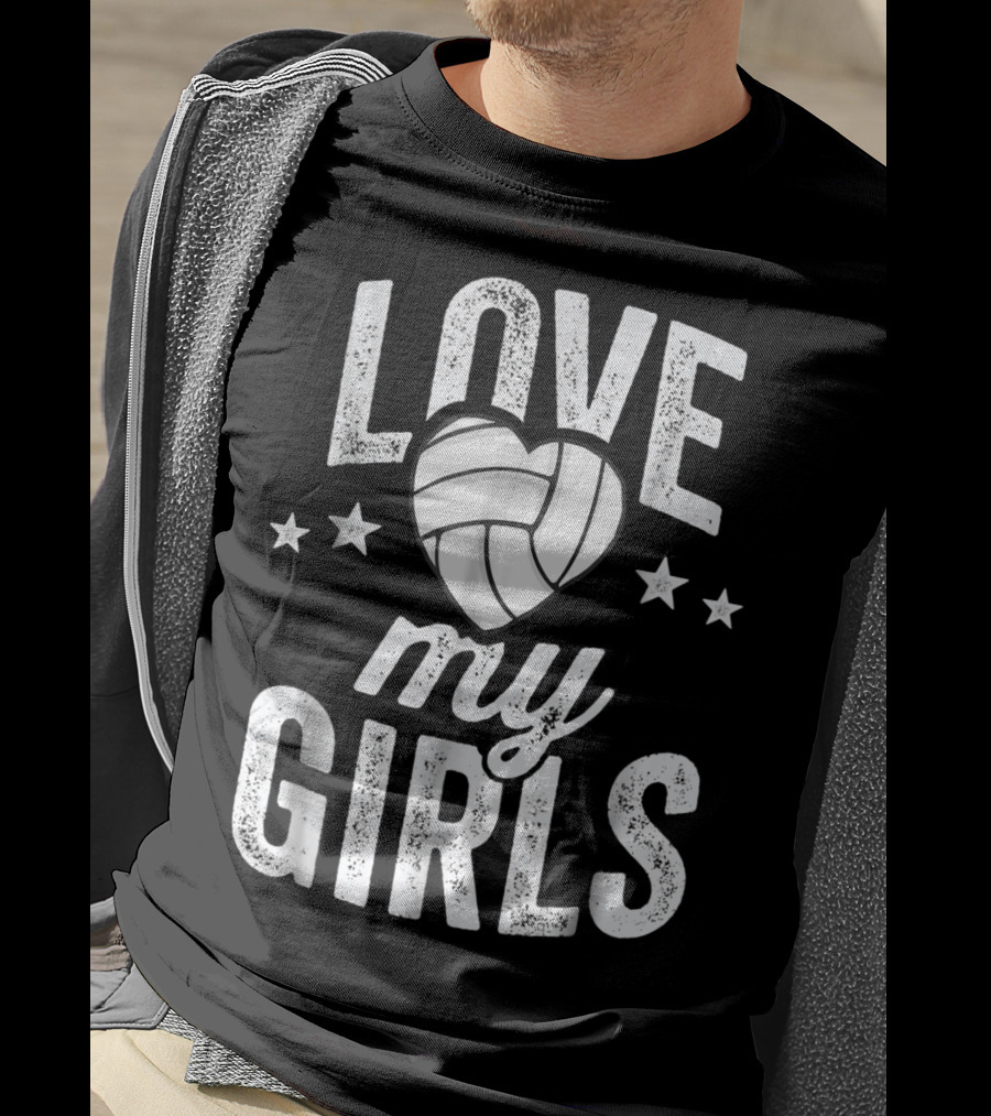 Love My Girls Volleyball Dad Team53 T-Shirt