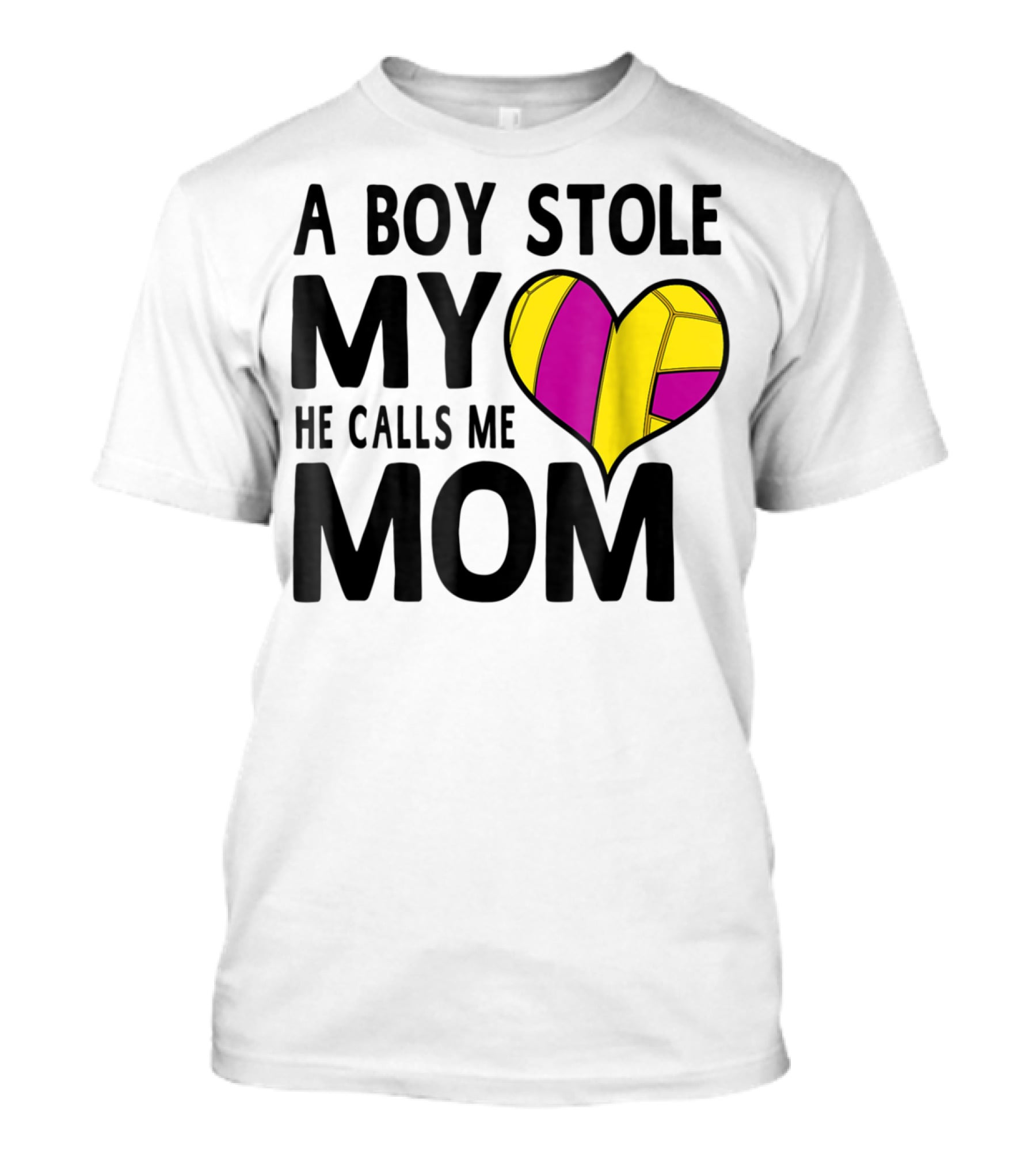 A Boy Stole My Heart He Calls Me Mom Volleyball Heart T-Shirt