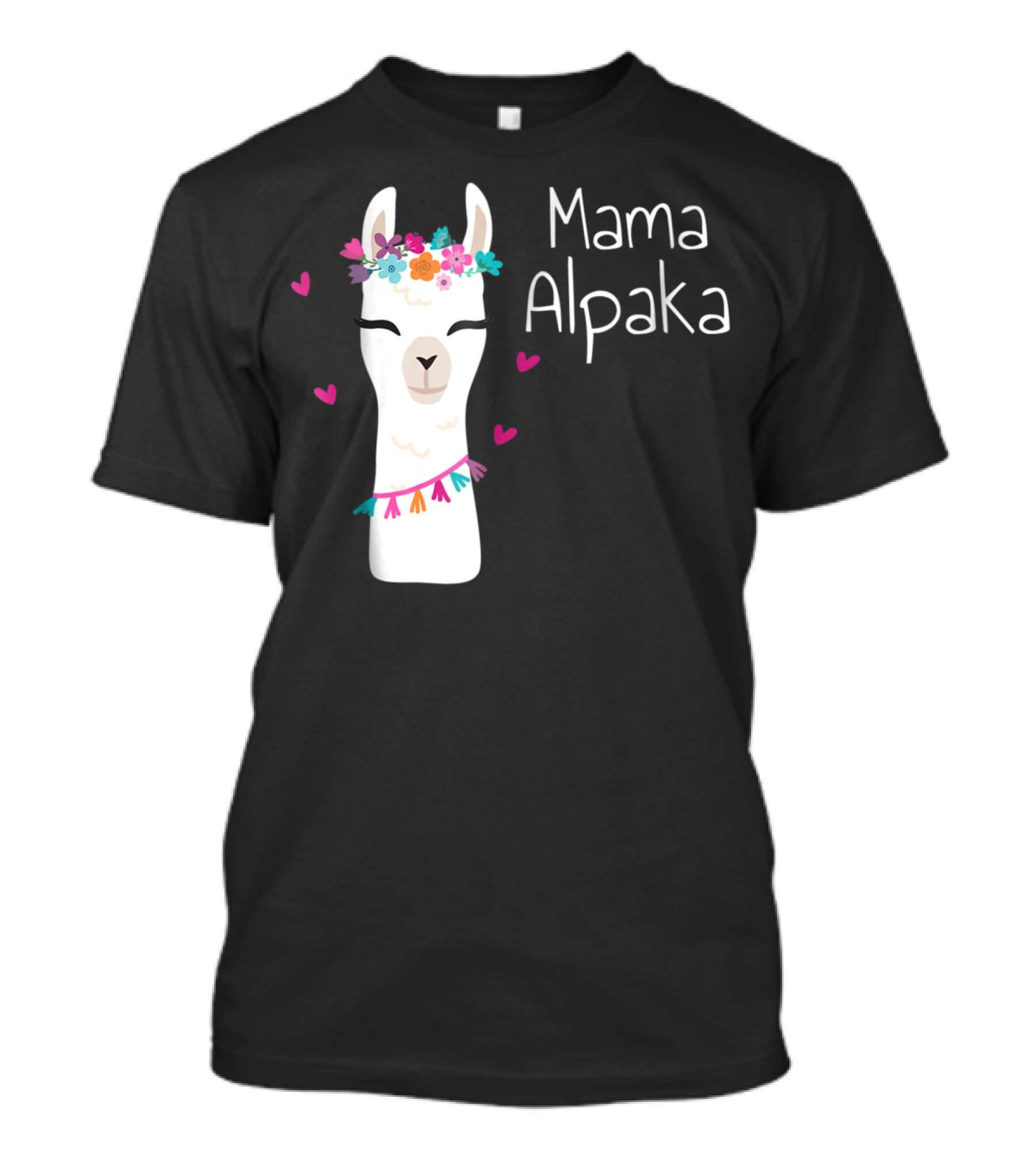 Mama Alpaka Funny Cute Floral Hearts T-Shirt