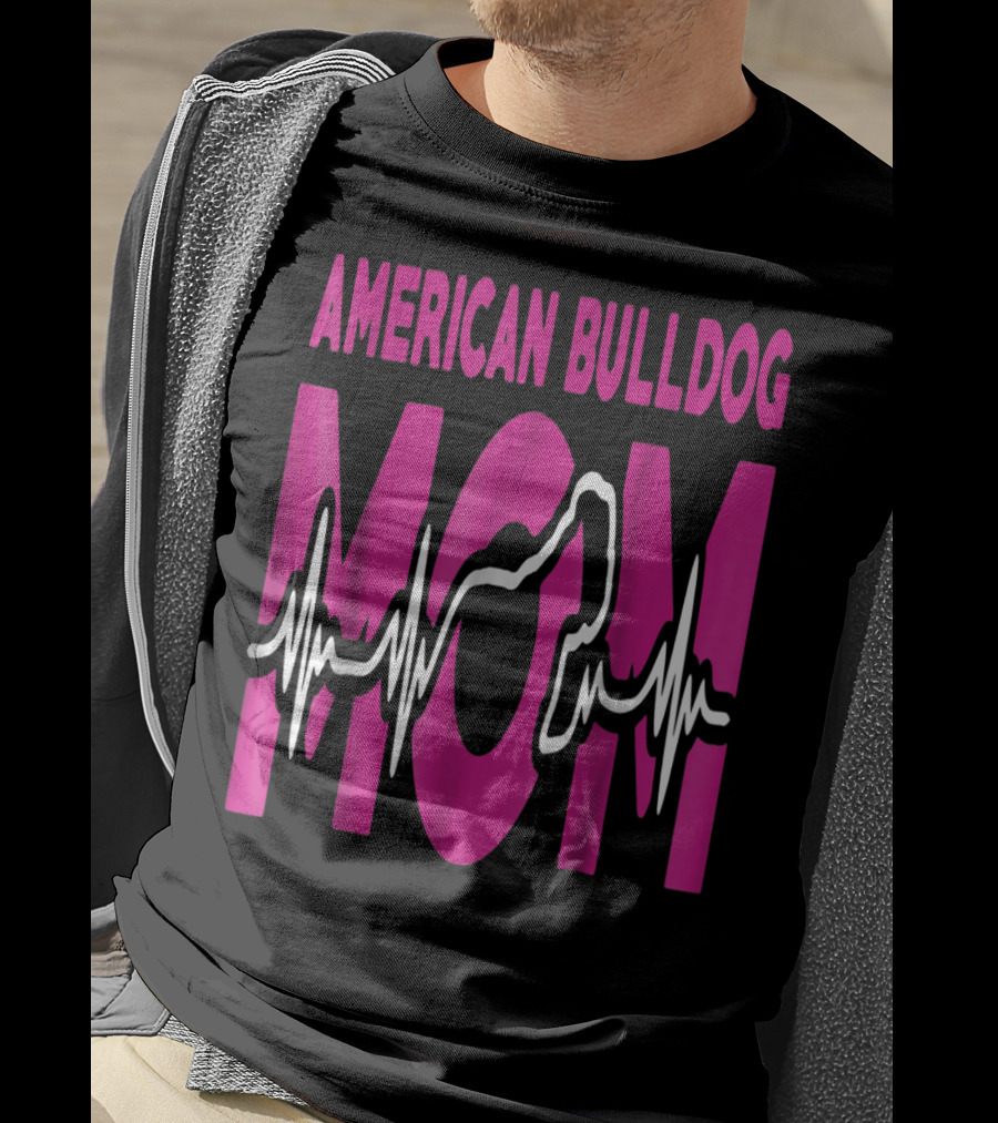 American Bulldog Mom Heartbeat T-Shirt