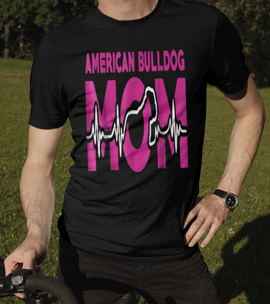 American Bulldog Mom Heartbeat T-Shirt