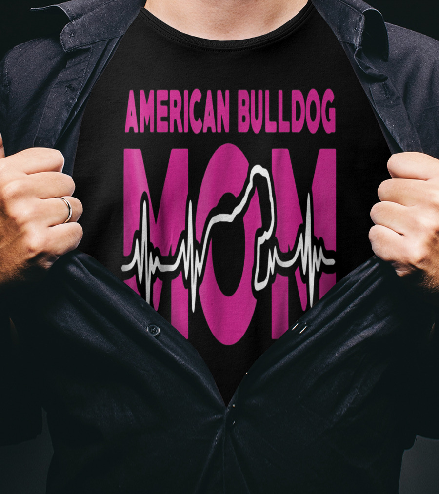 American Bulldog Mom Heartbeat T-Shirt