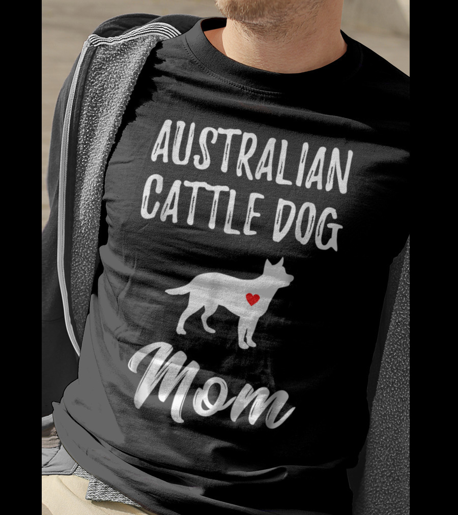 Australian Cattle Dog Mom Silhouette With Heart T-Shirt