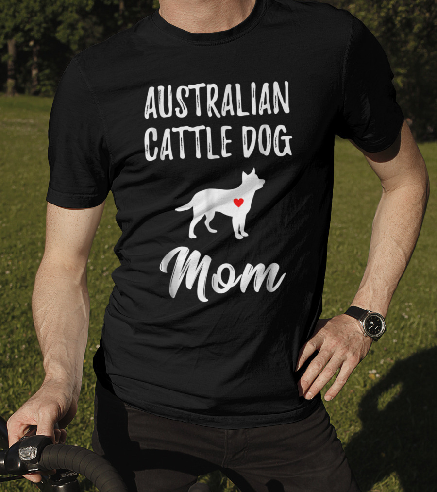 Australian Cattle Dog Mom Silhouette With Heart T-Shirt