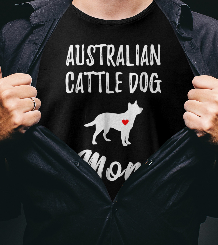 Australian Cattle Dog Mom Silhouette With Heart T-Shirt