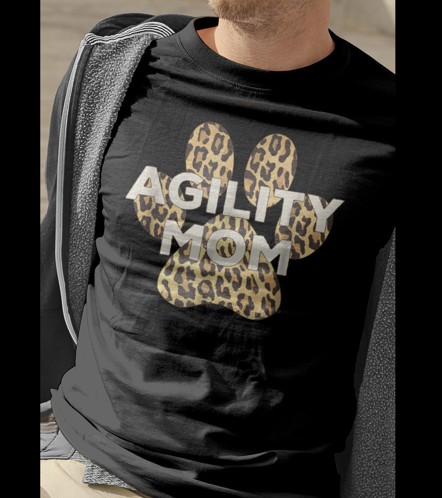 Agility Mom Leopard Dog Paw Print Ivory Cheetah T-Shirt