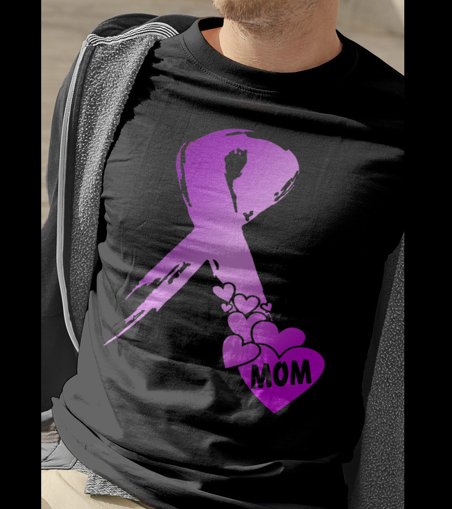 Alzheimers Awareness Mom Purple Ribbon And Hearts T-Shirt