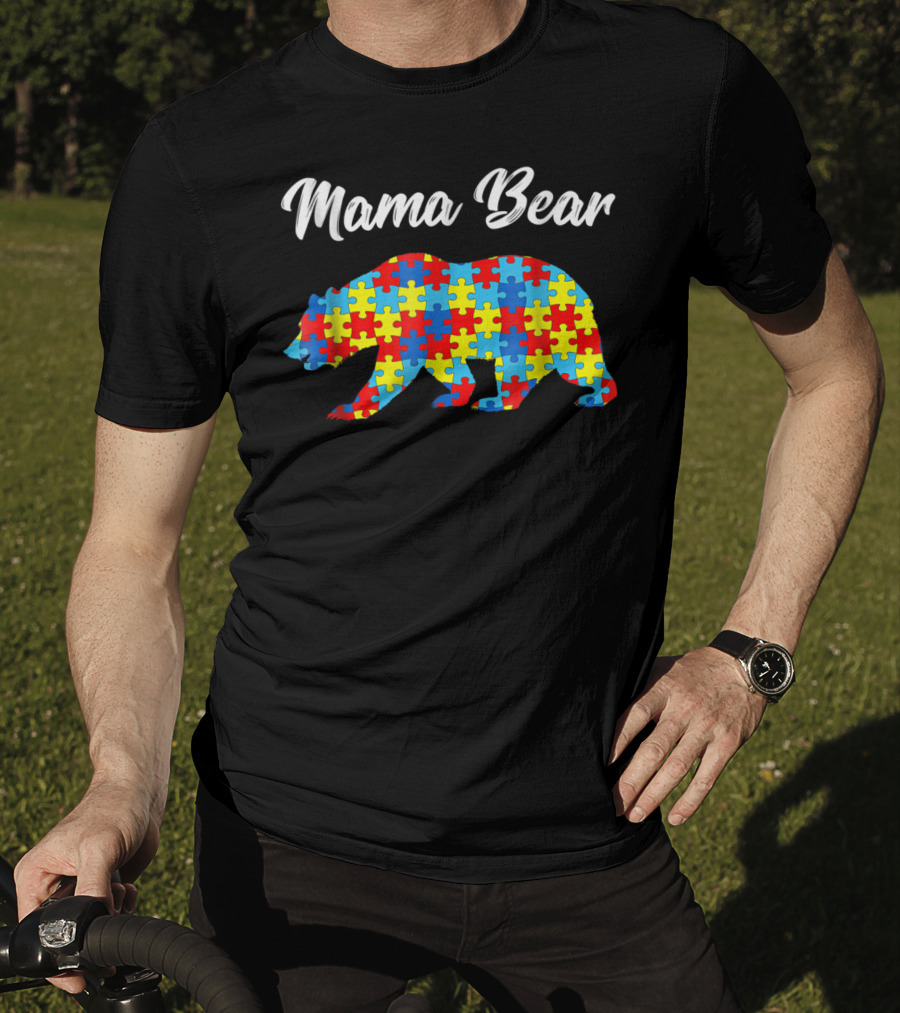 Mama Bear Autism Awareness Puzzle Pattern Bear51 T-Shirt