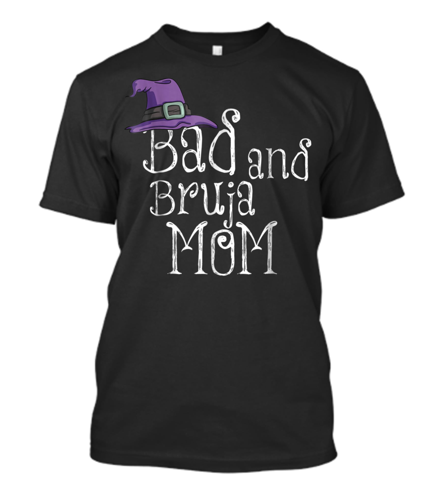 Bad And Bruja MOM Witch Wiccan Purple Hat T-Shirt