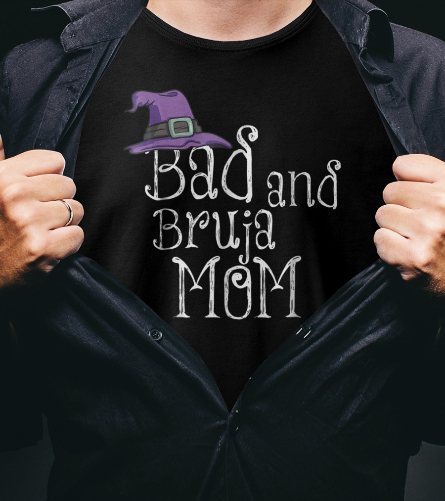 Bad And Bruja MOM Witch Wiccan Purple Hat T-Shirt