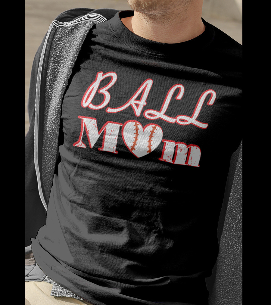 Ball Mom Heart Love Softball Baseball T-Shirt