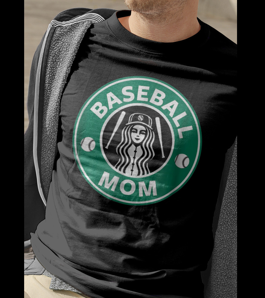 Baseball Mom Coffee Logo Style29 Double Baseball Bats Green Circle T-Shirt