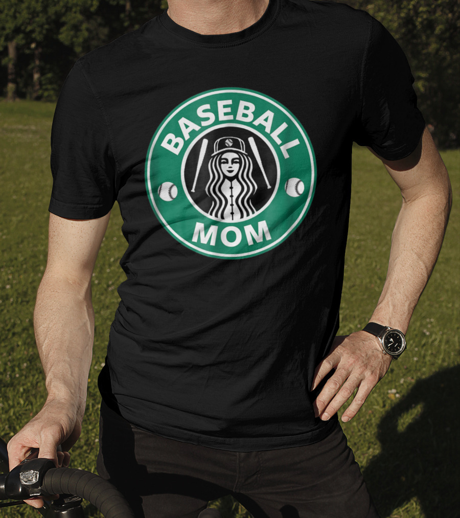Baseball Mom Coffee Logo Style29 Double Baseball Bats Green Circle T-Shirt