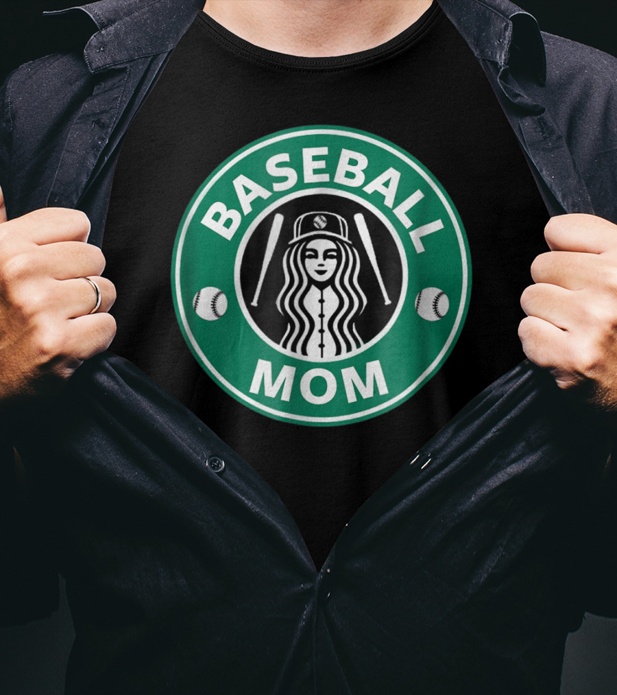 Baseball Mom Coffee Logo Style29 Double Baseball Bats Green Circle T-Shirt