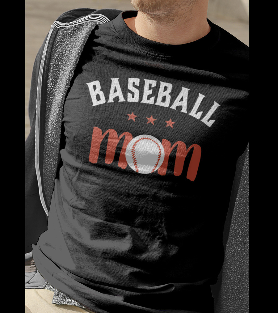 Baseball Mom For Proud Mother And Sports Parents With Stars And Baseball T-Shirt