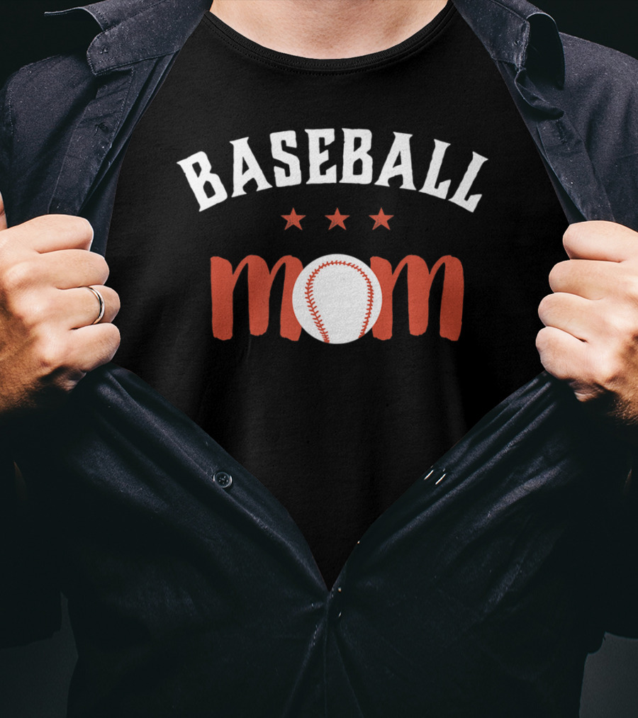 Baseball Mom For Proud Mother And Sports Parents With Stars And Baseball T-Shirt