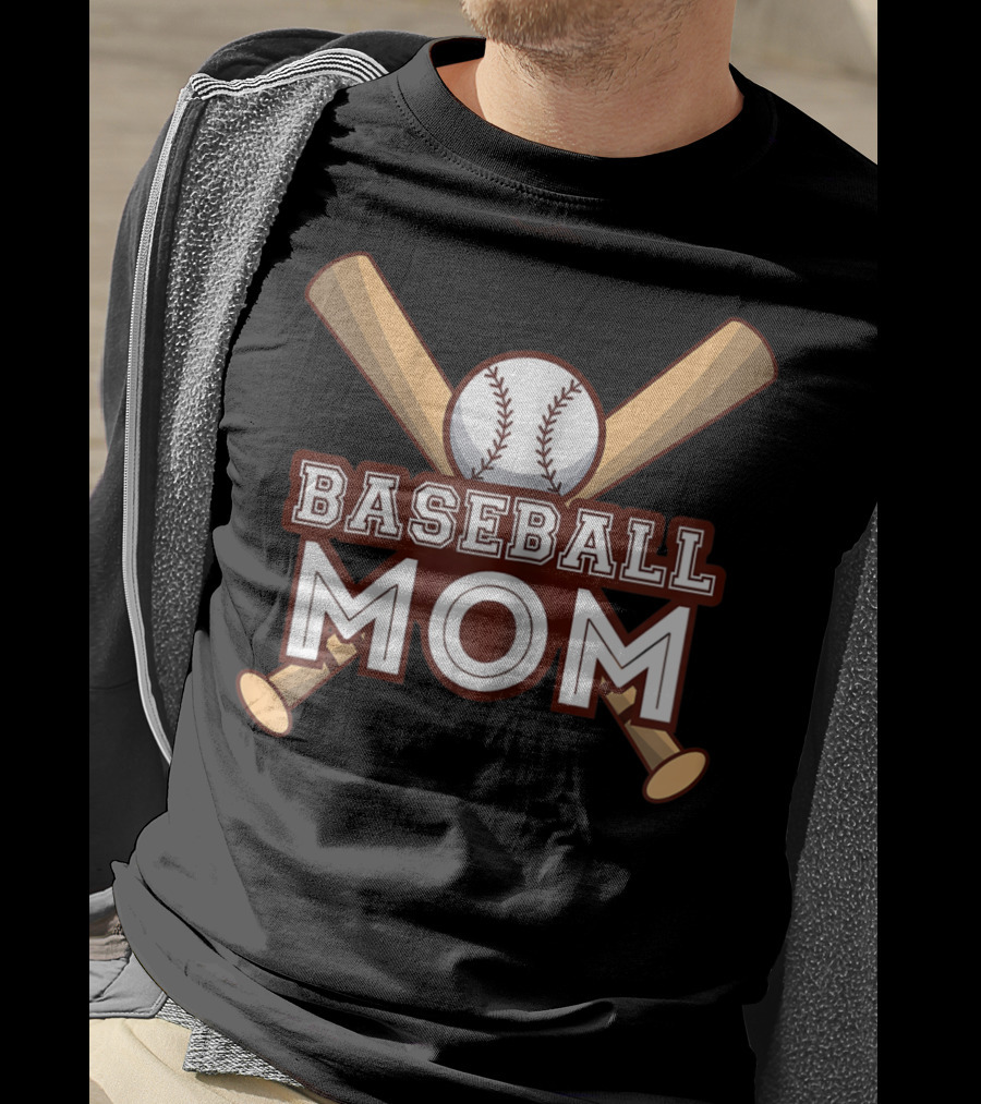 Baseball Mom Crossed Bats And Ball T-Shirt