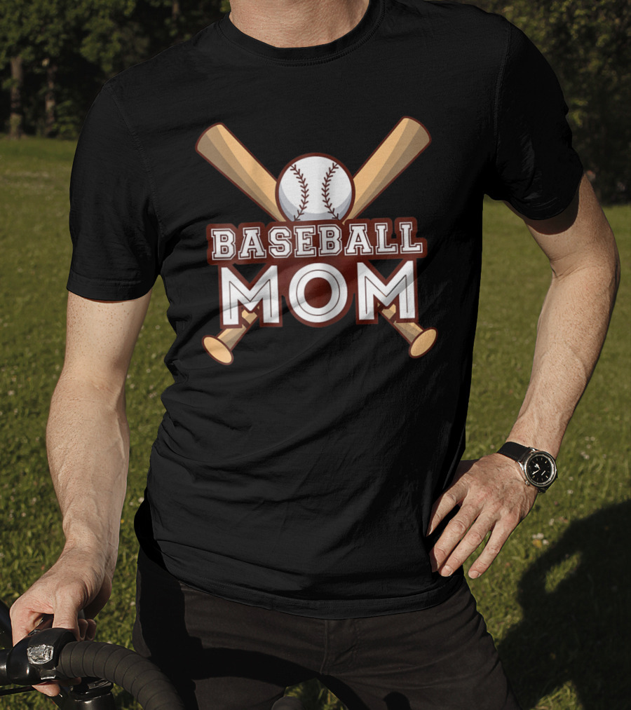 Baseball Mom Crossed Bats And Ball T-Shirt