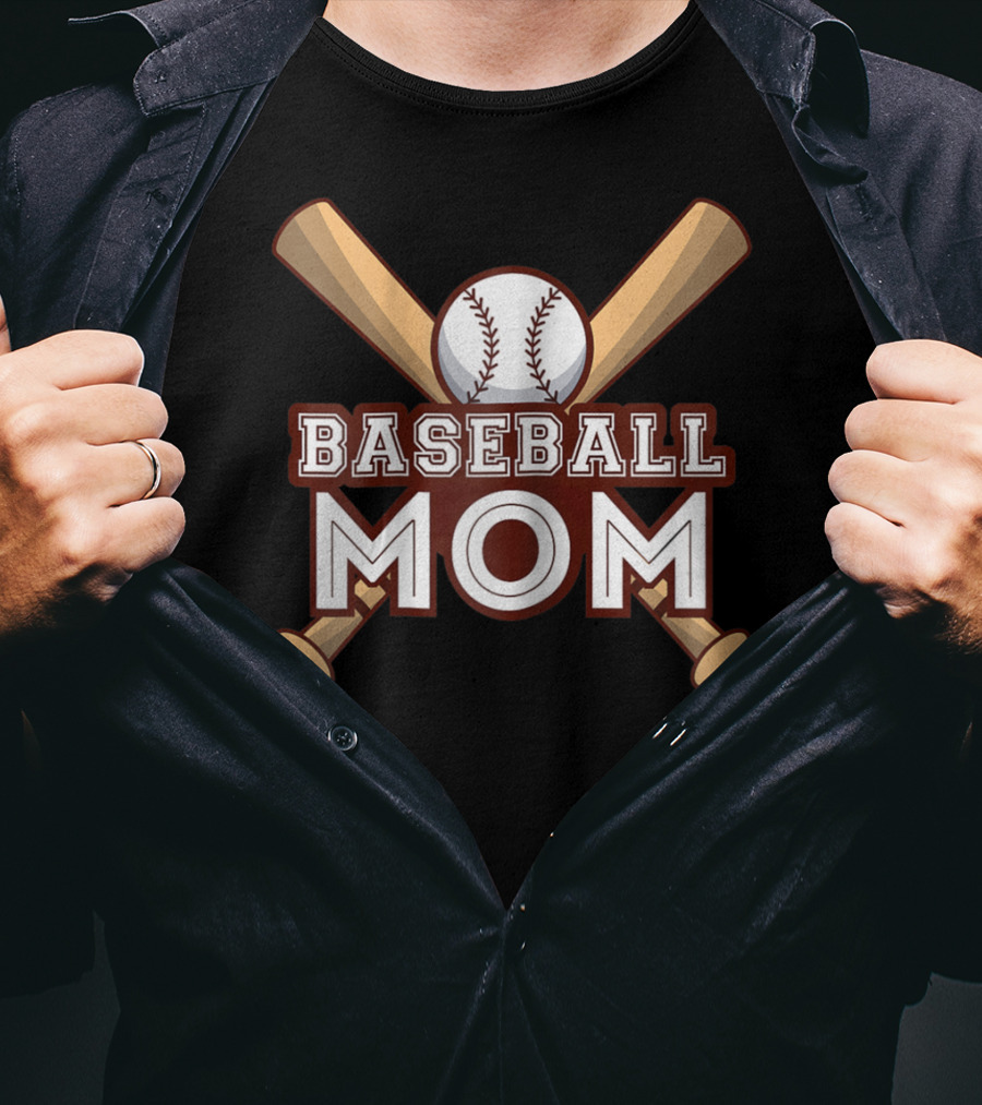 Baseball Mom Crossed Bats And Ball T-Shirt