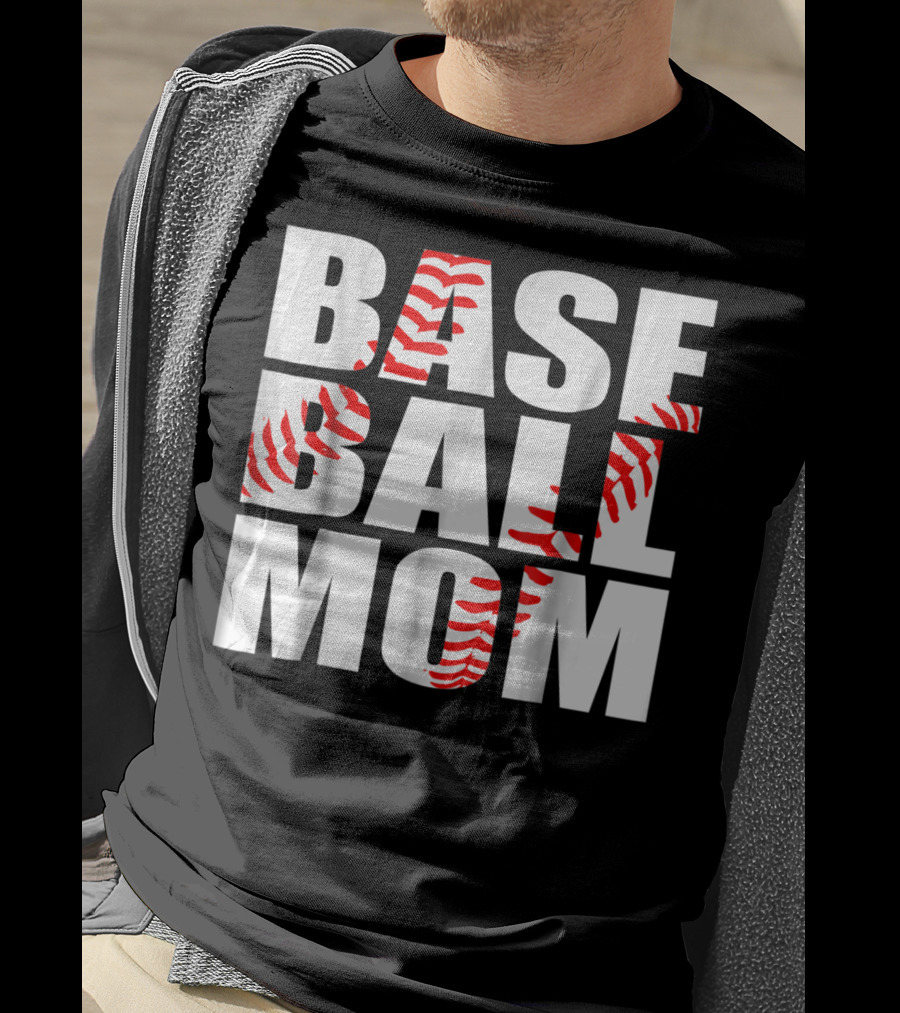 Baseball Mom Baseball Stitch T-Shirt