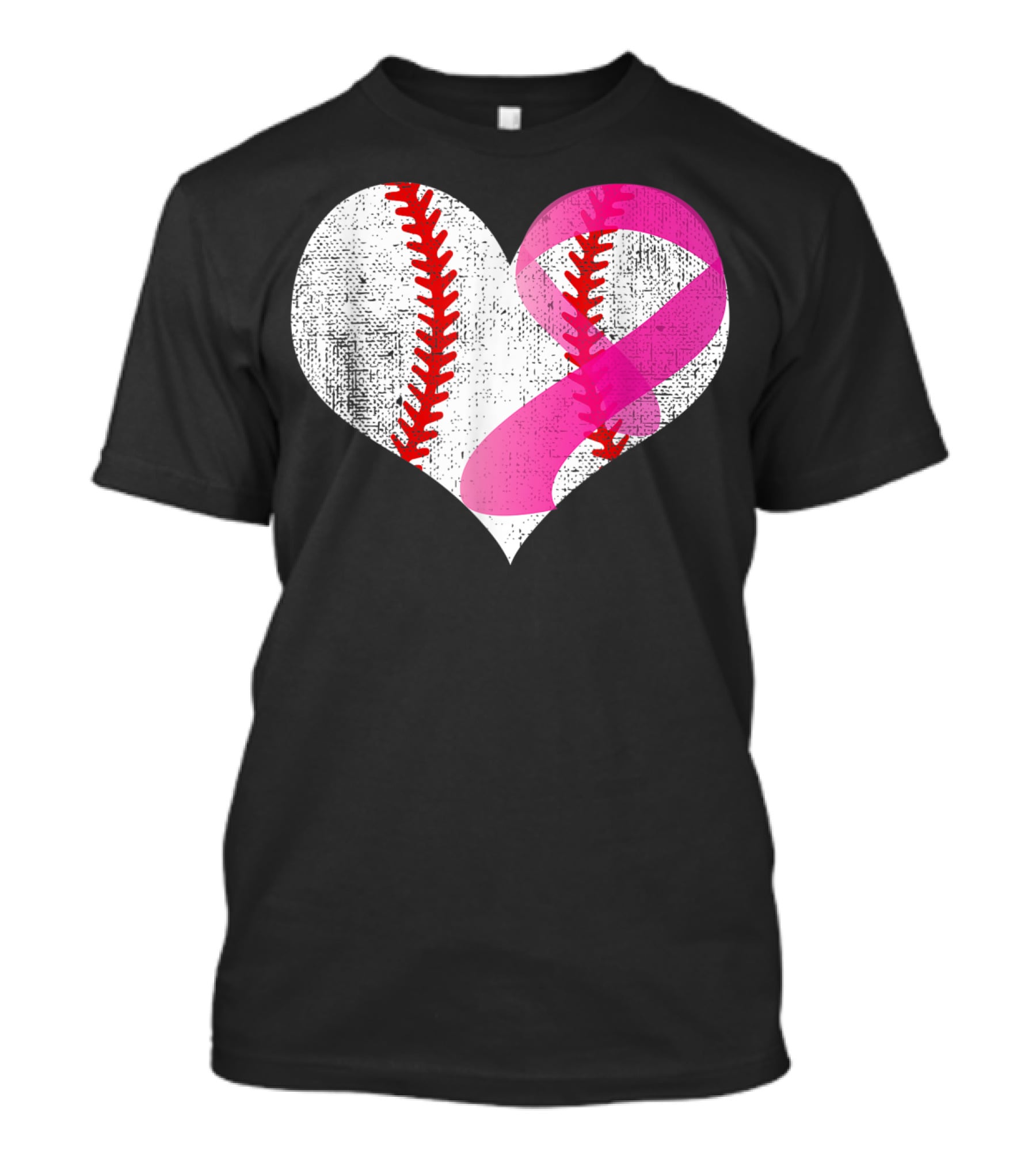 Baseball Heart Pink Ribbon Breast Cancer Awareness Mom81 T-Shirt