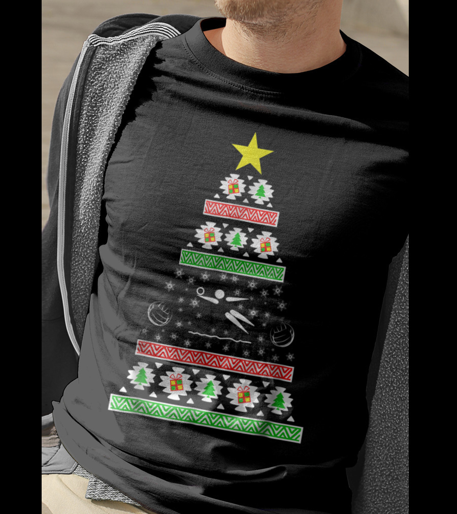Beach Volleyball Ugly Christmas Tree Dad33 T-Shirt