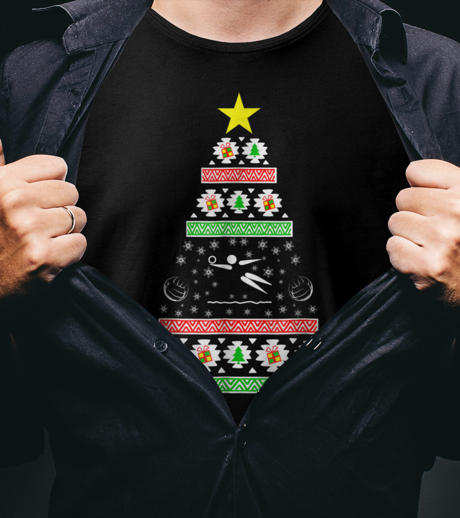 Beach Volleyball Ugly Christmas Tree Dad33 T-Shirt
