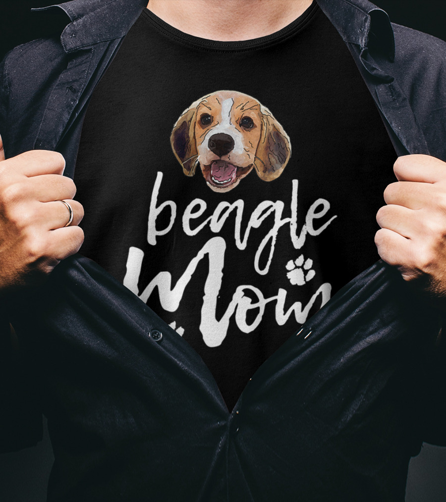 Beagle Mom Cute Dog Face Paw Prints T-Shirt