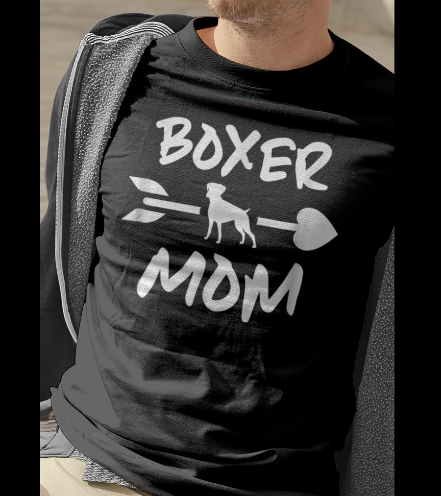 Boxer Mom Boxer Mama Dog Lover 90 Heart Arrow Dog T-Shirt