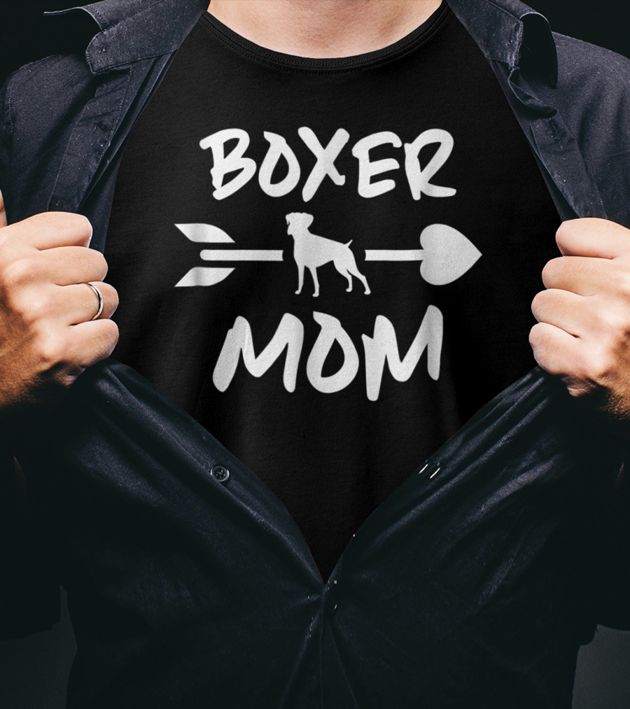 Boxer Mom Boxer Mama Dog Lover 90 Heart Arrow Dog T-Shirt
