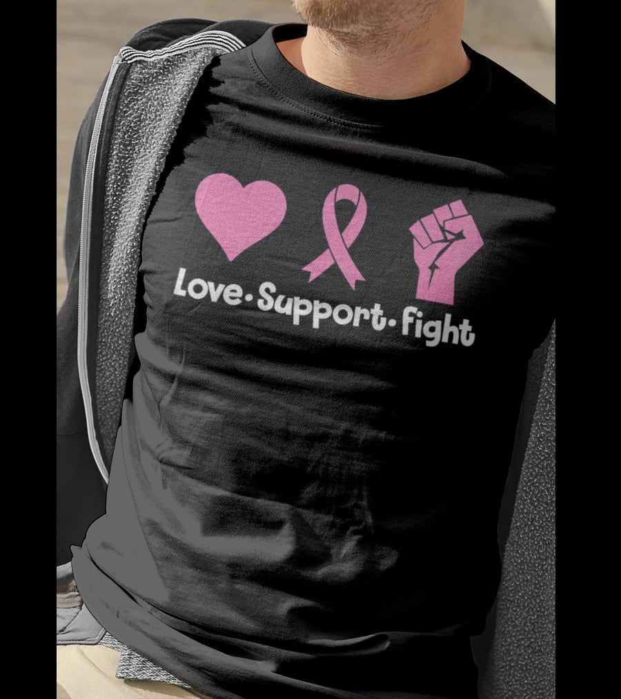 Love Support Fight Breast Cancer Mom Can Fight Cancer T-Shirt